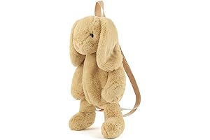 Cute Rabbit Plush Backpack with Adjustable Straps - Khaki