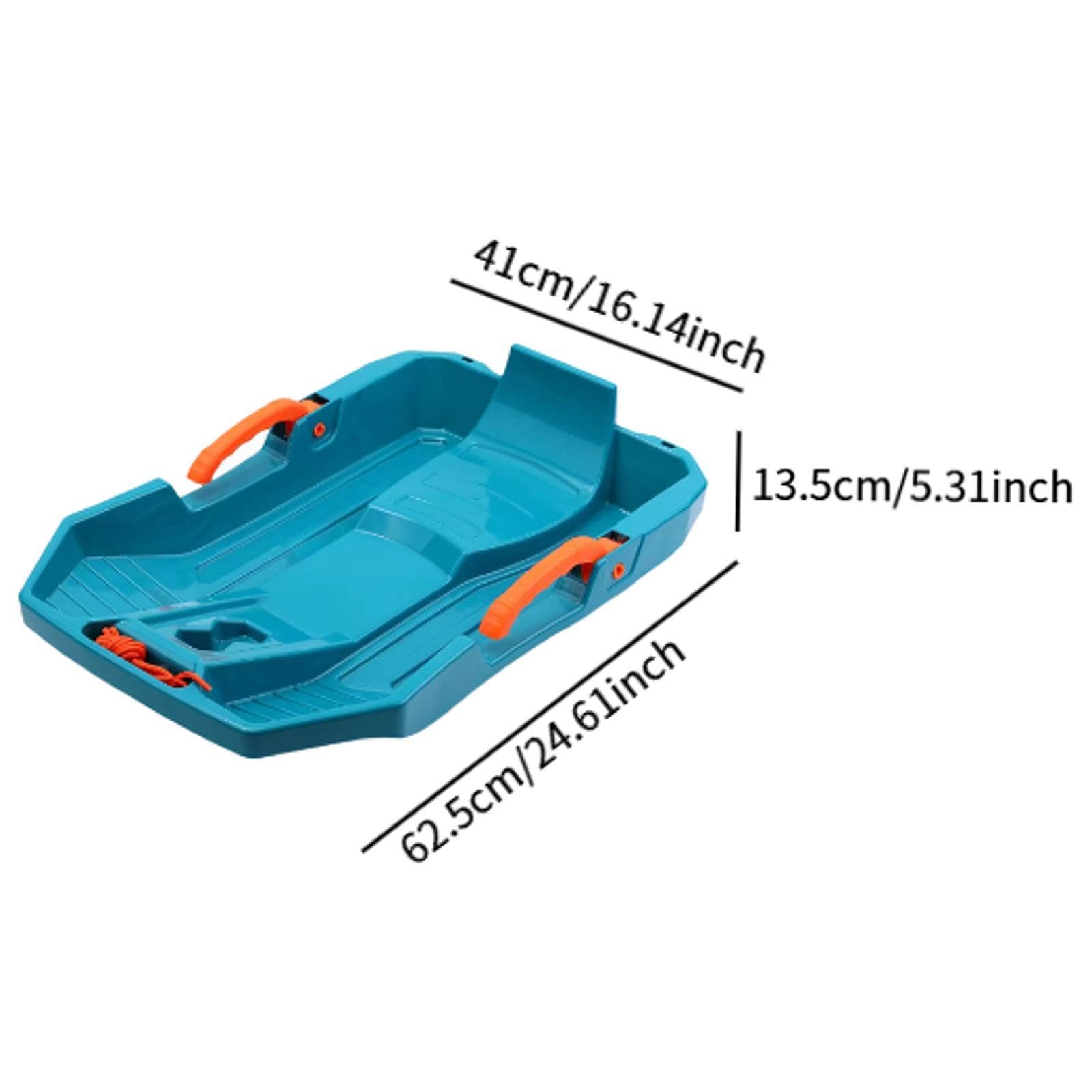 rockible Kids Downhill Snow Sled with Brake Handles Dunes Sand Sled with Pull Rope, Lake Blue