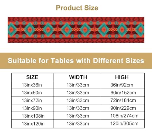 Image of Aztec Table Runner,Native American Ethnic South Western Navajo Mexican Decor Boho Geimetric Table Runner Tribal Table Setting Decor for Garden Farmhouse Wedding 13x120 Inch