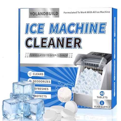 Ice Machine Cleaner Maker Descaler - 48 clean Tablets Compatible with Frigidaire Opal GE Profile Kitchenaid Nickel Safe Scale Remover for Countertop Nugget Ice Makers-Odor-Free Crystal Clear Ice