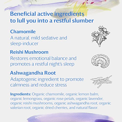 Grace Farms Organic Rest Wellness Tea Blend (16 Pyramid Sachets) | Sleep And Stress Relieving For Evening | Chamomile Vanilla Tea With Caffeine Free Adaptogenic Herbs And Mushrooms | Fairtrade And Kosher | Gives Back 100% Of Profits #TOP1