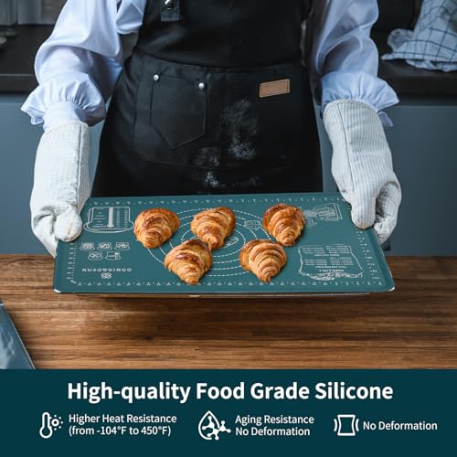 Image of DANIA & DEAN Silicone Baking Mat - Upgrade Mom Theme 26x16 Inch Extra Thick Pastry Mat with Measurements, Non-Slip and Reusable, Kneading Dough Mat for Kitchen Counter, Bread, Cookies, Pizza, Pasta