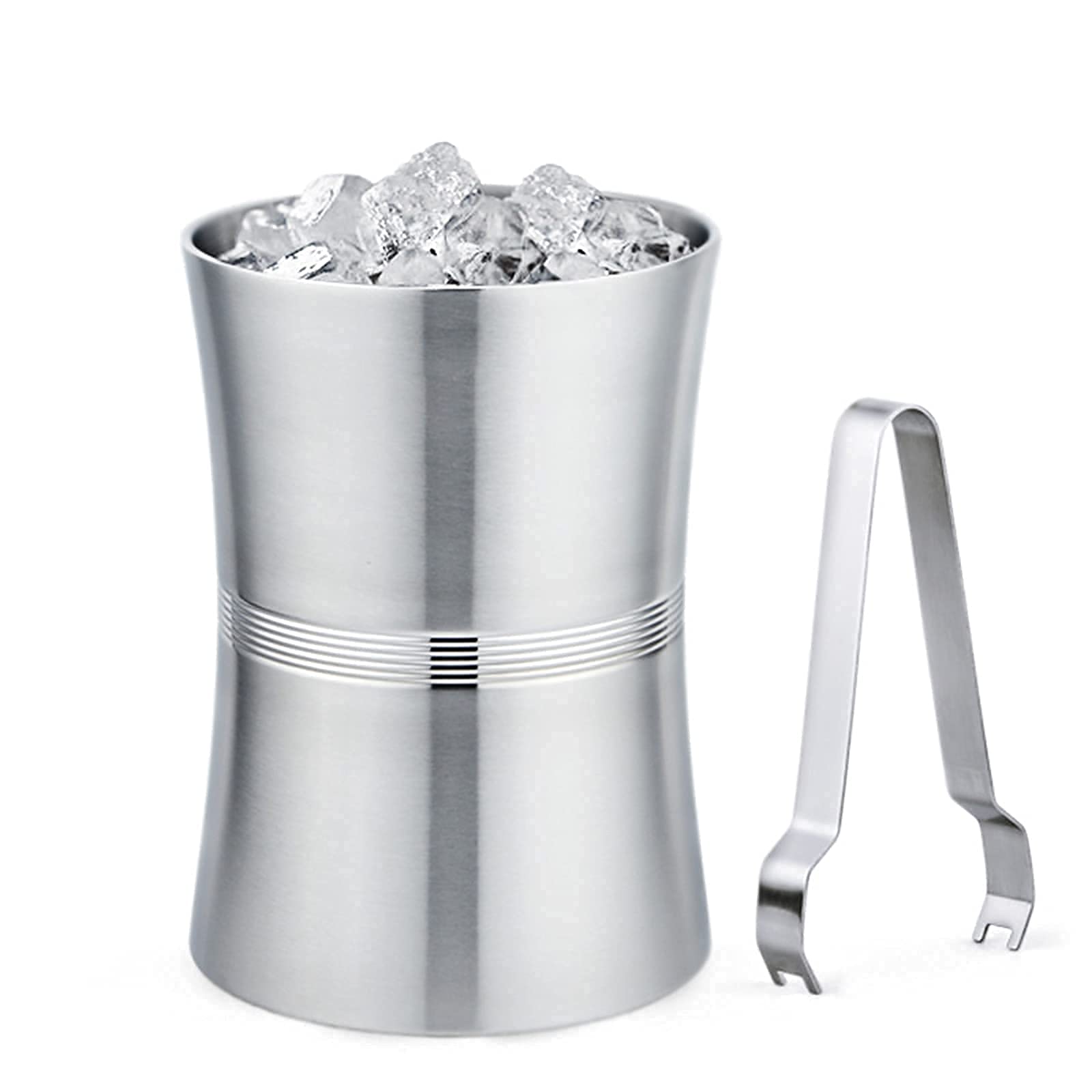 Weinkühler-Eimer,Edelstahl-Doppelwand-Eiskübel,Inklusive Eiszange,2L / 3L Halten Sie Wein kalt,Isolierte Champagner-Bier-Eiskübel,für Party,Zuhause,Club,Bar