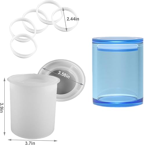 Miniatura 2 de LSLEVA Cajas de almacenamiento con tapas, juego creativo de moldes de silicona, moldes de rayas redondas de hormigón para almacenamiento y