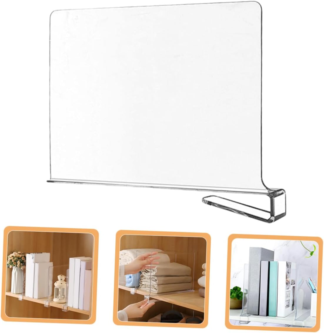 6pcs Transparent Closet Divider Multi-use Shelf Separators for Organizing Clothes No Tools Required Wear-Resistant for Home Office and Dorm Storage