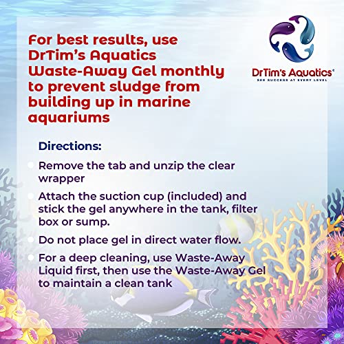 Image of DrTim's Aquatics Reef Safe Waste-Away Time Release Gel - Natural Fish Tank & Aquarium Leave-in Waste Management Solution for Dissolving Cleaning Organic Sludge - Treats 100 gal
