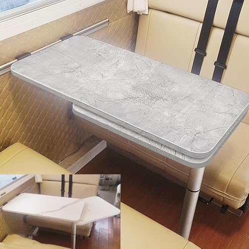 Mesa de comedor RV con patas giratorias de 360°, diseño de doble capa para caravana, remolque, ahorra espacio, mesa inferior plegable, ideal para comer al aire libre y viajes