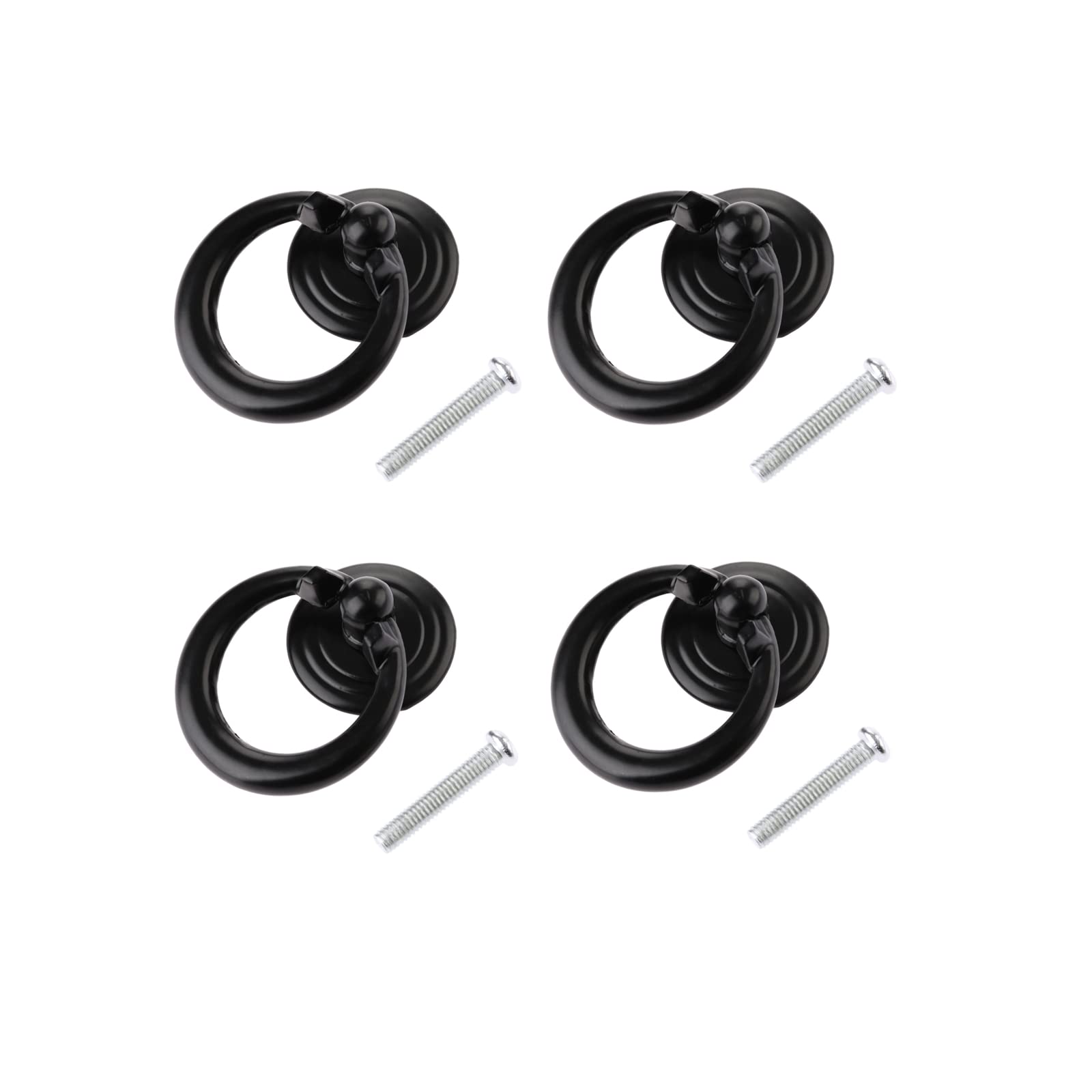 dophee 4 Pack Cabinet Pulls Handles, Vintage Drawer Ring Pulls Knobs for Dresser Cupboard Door Chest Bin Wardrobe Furniture Hardware 1.77"x1.34"-