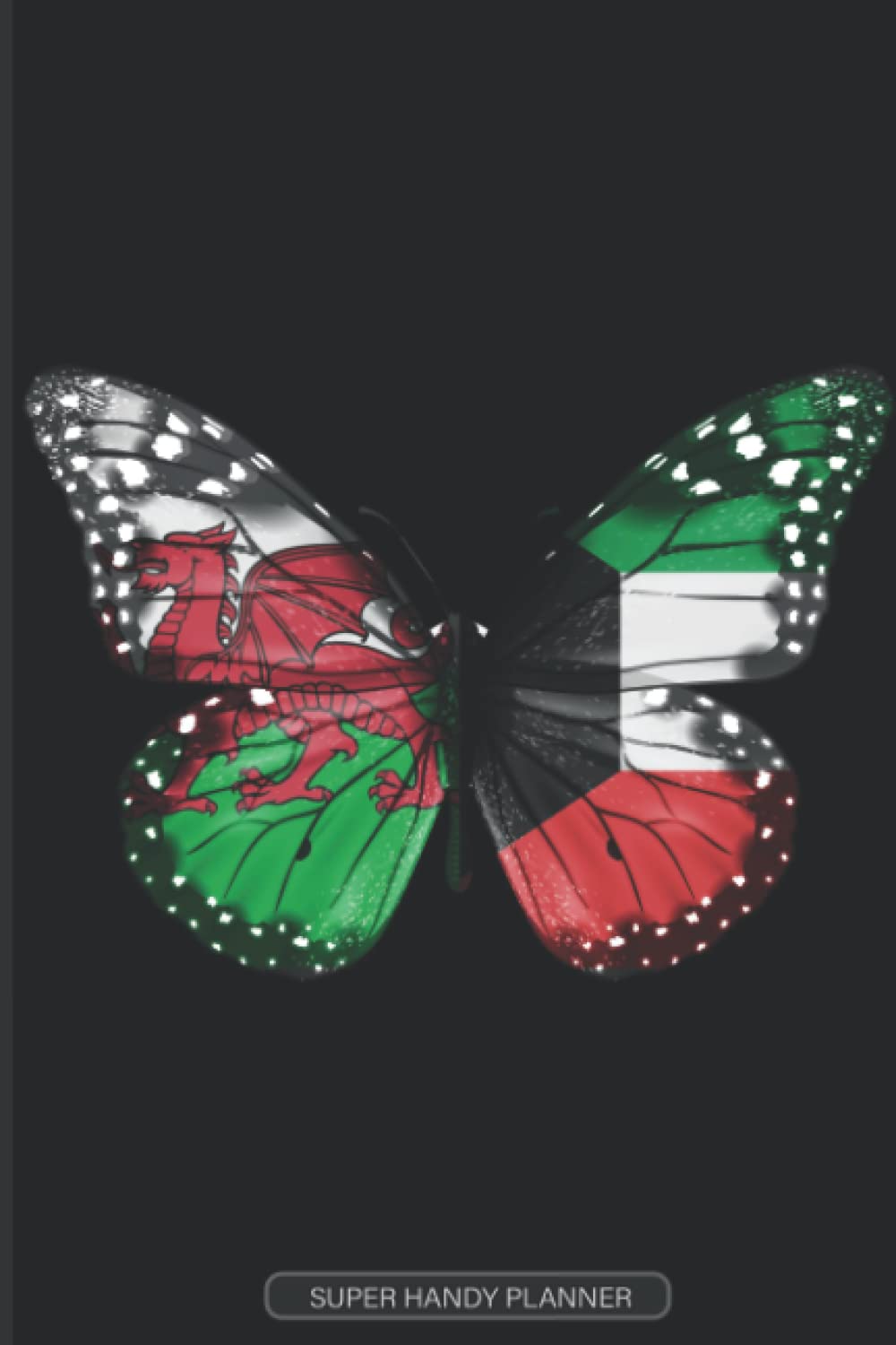 Planner: Welsh Kuwaiti Flag Combined Butterfly Flags Of Wales Kuwait