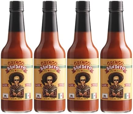 Gringo Bandito Hot Sauce, Original Red, 10 Ounce (Pack of 4)