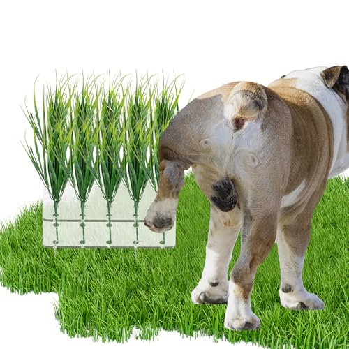 Image of 6 PCS Fake Grass Plants Pee Post for Outdoor, Reusable Washable Artificial Grass for Dogs to Pee on, Guides and Trains Dogs to Urinate, with Acrylic Plate and Ground Nails for Fixing