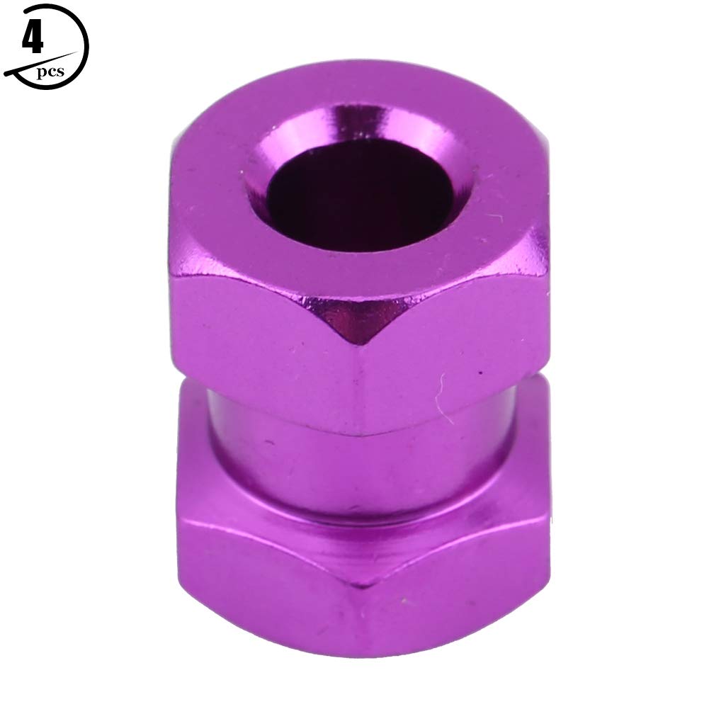 RC Car 12mm Hex Adapter, 4 szt.Metalowe adaptery piast kół do D90 AX10 CC01 SCX10 Remote Control Crawler (15mm fioletowy)