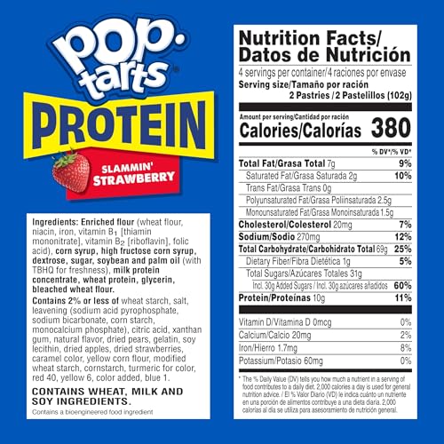 Image of Pop-Tarts Protein Toaster Pastries, 10g Protein, Slammin' Strawberry (3 Boxes, 24 Pop-Tarts)