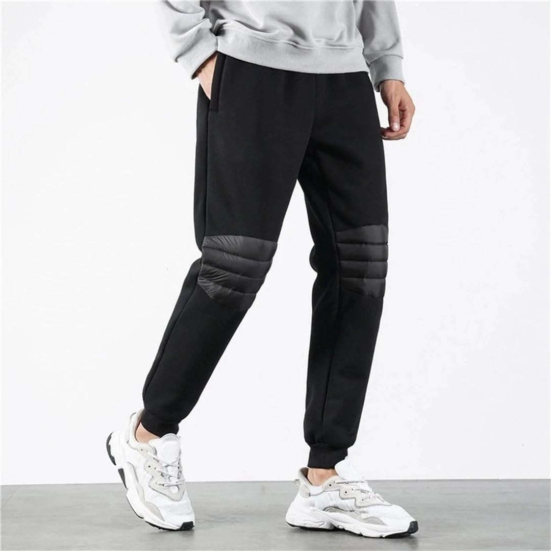 Męskie spodnie zimowe z podszewką futrzaną joggery grube spodnie dresowe spodnie ze sznurkiem męskie outdoorowe ciepłe spodnie polarowe