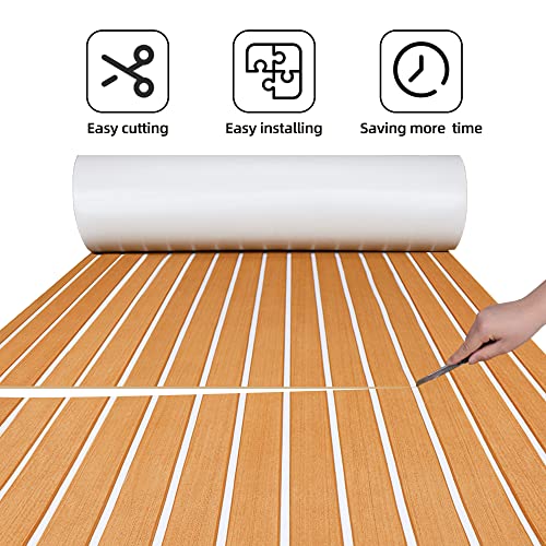 image for FOCEAN Boat Flooring EVA Foam Boat Decking Faux Teak Marine Flooring M