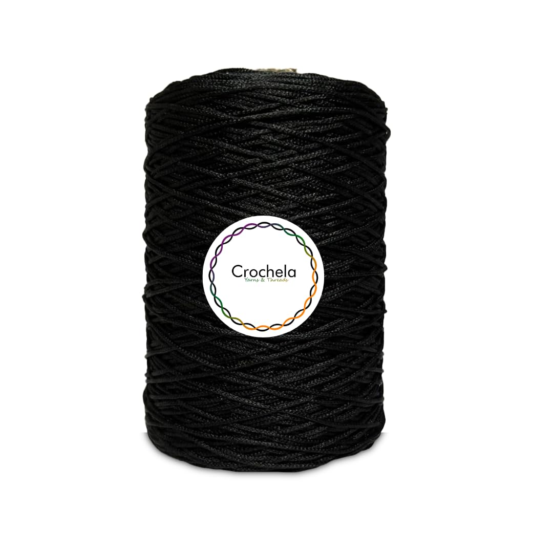 1 MM Nylon Macrame Cord/Thread/Dori (Purse Thread) for Jewellery Making, Bags and Many Other DIY Crafts (Weight : 200 Grams | Length : 400 Meters) (Black)