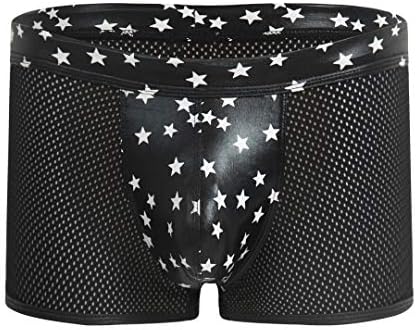 Tynora Men Shiny Metallic Underwear Bikini Swimsuit Underpants Underwear Boxer Brief Trunks(Blue M)