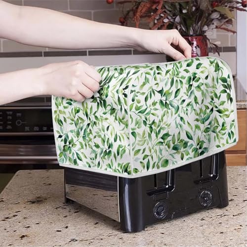 Image of Toaster Cover Kitchen Bakeware Protector Fits for Most Standard 4 Slice Toasters, Keep Toaster Free From Dust Stain Fingerprints Oven Dustproof Cover, Leaf Green