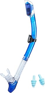 Supertrip Snorkel seco para adultos, buceo con protector contra salpicaduras y válvula superior, esnórquel de buceo libre para adultos y jóvenes