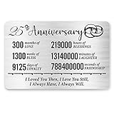 25th Anniversary Card for Husband Wife, 25 Year Anniversary Card for Him Her, Anniversary Engraved Wallet Card Inserts