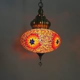 SAITODOU モロッコのトルコ ペンダントランプ ティファニー ペンダントライト トルコモロッコモザイク ステンドグラス アンティーク風 地中海風 引掛けシーリング用 (Type A)