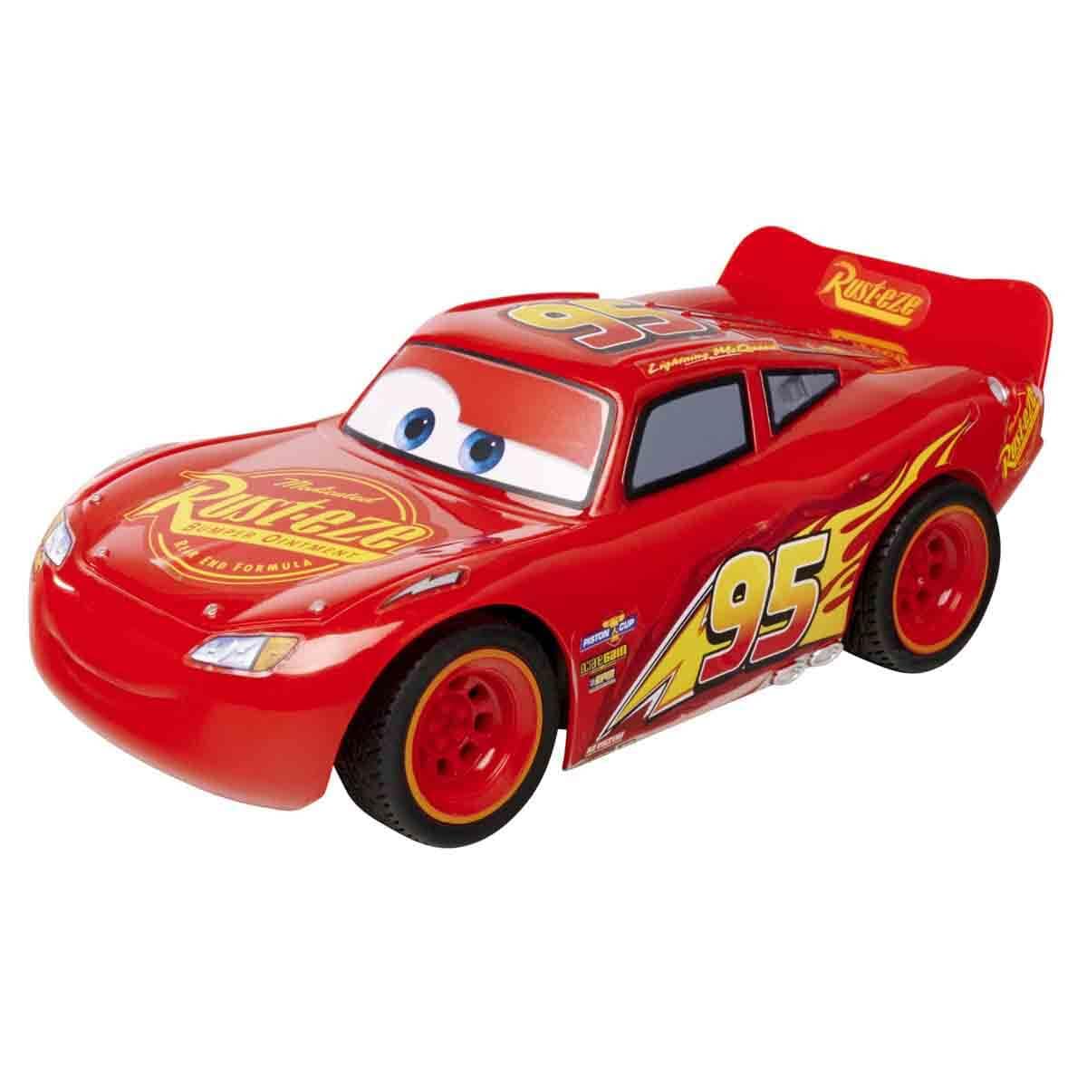 Jada Toys RC Cars 3 Lightning McQueen Turbo Racer, RC Auto, ferngesteuertes Auto mit 2-Kanal Fernbedienung, Spielzeugauto mit Turbofunktion, USB Ladefunktion, inkl. Batterien, Maßstab 1:24, 17 cm