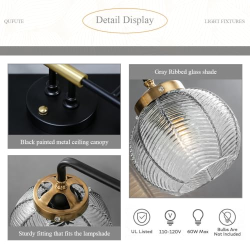 Image of Bathroom 5-Lights Smoke Gray Leaf Texture Glass Vanity Light Fixture