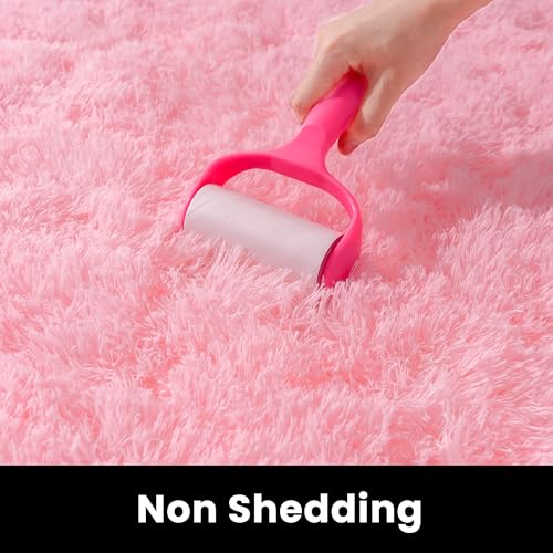 Baby Pink Area Rugs 9x12 Living Room - Super Soft Fluffy Rug Non Slip Large 9 by 12 Area Rug for Bedroom Washable