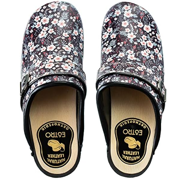 ESTRO Zuecos Mujer Madera Mules - Calzado Sanitario Mujer Zuecos Madera Mujer Zuecos de Trabajo Mujer CDL09