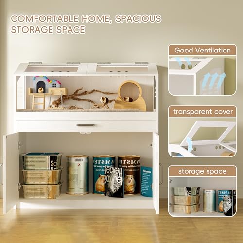 Betterhood Hamster Cage with Storage Cabinet, Guinea Pig Cage for Small Animals, Large Hamster Cage and Habitat with Easy View Acrylic Panels for Hamster, Rabbit, Guinea Pig, Hedgehog (39"x19"x40") - Image 6