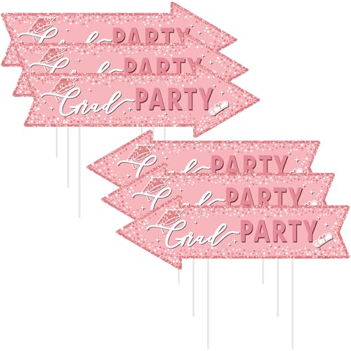 Leinuosen 6 Pack Rose Gold Class of 2026 Graduation Yard Signs with Stakes 18 x 7 Inch This Way Arrow Signs Congrats Grad Party Directional Lawn Decorations for Outdoor Graduation Party