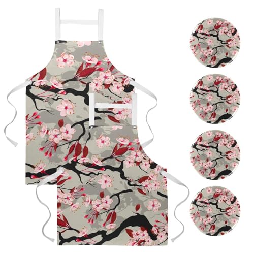 Tablier de serveuse contre les taches de pâtisserie et nettoyage avec 4 poches