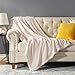 Bedsure Flannel Fleece Luxury Blanket Light Pink Throw Size Lightweight Cozy Plush Microfiber Solid Blanket
