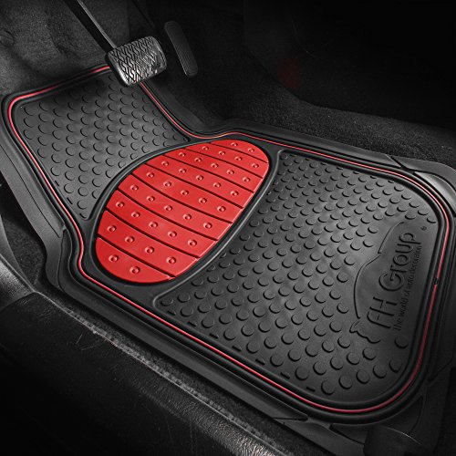 Fh Group Car Floor Mats - Heavy-Duty Rubber Floor Mats For Cars, Universal Fit Full Set, Trimmable Automotive Floor Mats, Climaproof Floor Mats For Most Sedan, Suv, Truck Floor Mats Red #TOP1