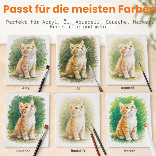 Conda 12 Stücke Leinwand zum Bemalen Aus 100% Baumwolle 20 x 25cm Leinwand Canvas Vorgespannte Weiße Künstler Panel für Acryl und Öl Malerei Sowie zum Skizzieren