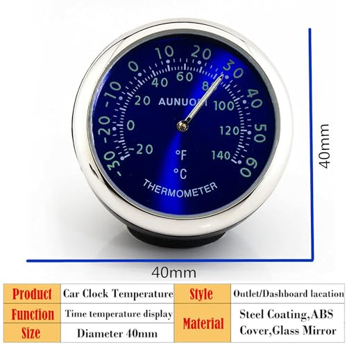 Termómetro digital de cuarzo luminoso Riloer con reloj azul para salpicadero de coche pack de 2 4