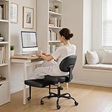 Shahoo Cross Legged Office Chair Black, Height Adjutable Ergonomic Chairs with Lumbar Support for Living Room