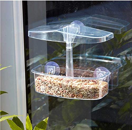 Garden Mile Clear Perspex Window Bird Feeders | Hanging Strong Suction Cup Feeder for Small Birds with Easy Refill & Clean Design | Bird Watching, Wild Birds, Seed, Suet, Mealworms, Fat Balls — image 1