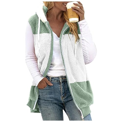 Sudadera de felpa mujer verde menta para paseos cómodos de invierno y descanso en casa XXXL
