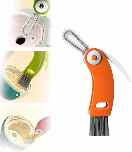 Miniatura 11 de Juego de cepillo de limpieza de grietas multifuncional 3 en 1 - Limpiador portátil de tapa de taza para espacios estrechos de biberones de bebé E,3