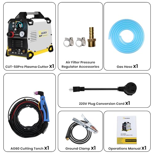 SSIMDER Plasma Cutter 50Amp, 110V/220V Non-Touch Pilot ARC 1/2" Clean Cut 3/4 inch Maximum Cut, Large LED Display and 2T/4T IGBT Inverter Cutter for Metal Fabrication/Automotive/DIY/Workshops - Thumbnail 7