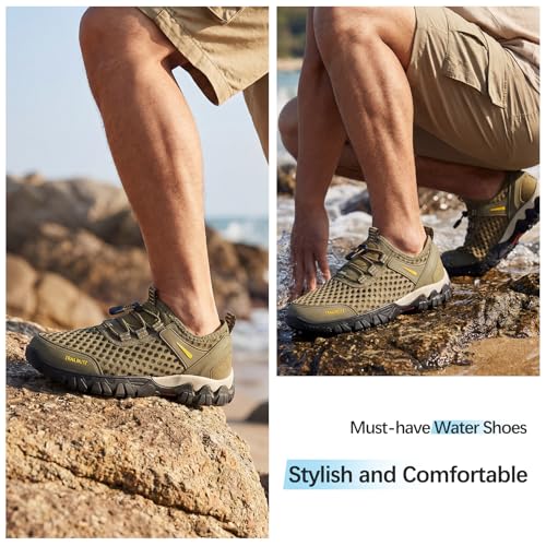 Image of Water Shoes Men Quick Drying Outdoor Hiking Barefoot Boat Footwear Aqua Shoes for Water Sport Waders Diving Hiking Sailing Travel Beach Wading Swimming Fishing Kayaking
