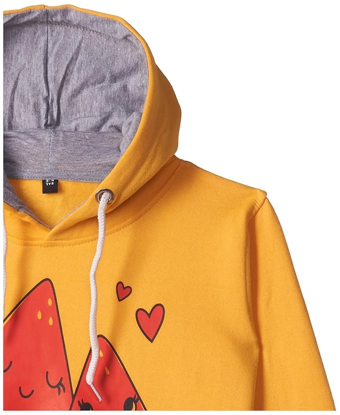 T2F Unisex-Child's Cotton Hooded Neck Sweat shirt (BYS-SS-06_Multicolor_11-12 Years_Yellow_11 Years-12 Years)