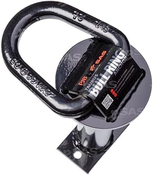 PJB Taurus Bull Ring Ground Anchor, Built-In, Heavy-Duty Security, Black Powder Coated, 25cm Post Length, Gold Rated