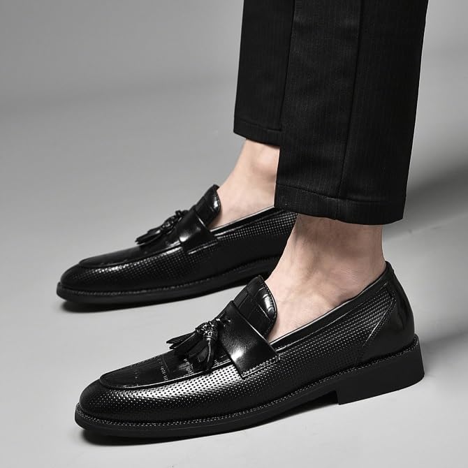 Men's Loafers & Slip-Ons Dress Shoes Non-Slip Softsole Walking Tuxedo Shoes Mens Weeding Prom Derby Shoes(Black,9)2