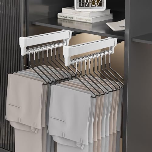 MAFAGE Ausziehbare Kleiderstange zum Herausziehen der Kleiderbügel Verstellbarer Kleiderschrank Teleskopstange Kleiderstange 292mm Weiß