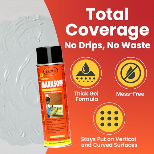 Brodi Marksoff Graffiti Remover Spray, Gel Based, Vandalism Remover for Spray Paint, Marker, Stickers & Stains, Clings to Vertical Surfaces, Fast-Acting & Surface-Safe, Commercial Grade (Pack of 1)