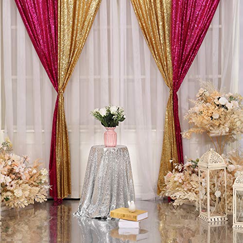 2Pcs 3Ft X 8Ft Gold Sequin Backdrop Curtain, Glitter Photography Background, Sequence Xmas Thanksgiving Backdrop For Wedding Party Holiday Festival Decor… #TOP6