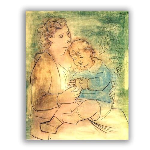 Tableau Picasso Mère et enfant reproduction sur toile encadrée salon 30x39 cm
