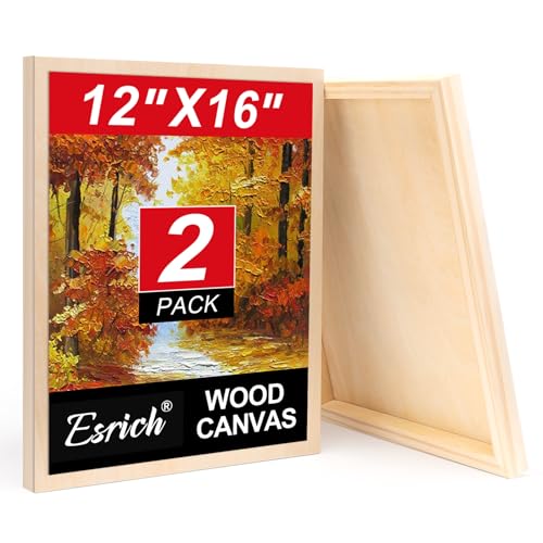ESRICH 12x16 Inch Wood Panels for Painting 2 Pack Craft Wood Canvas Boards Blank Unfinished Wooden Art Board for DIY Art Creations Such as Painting Acrylic Pouring Resin Burning Collage etc.